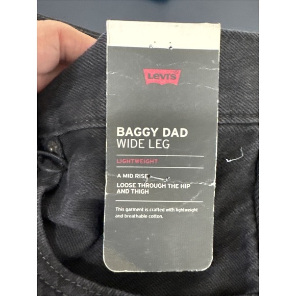 Levi's Women's 33 Baggy Dad Wide Leg Pleated Jeans Washed Black NWT - Picture 7 of 14